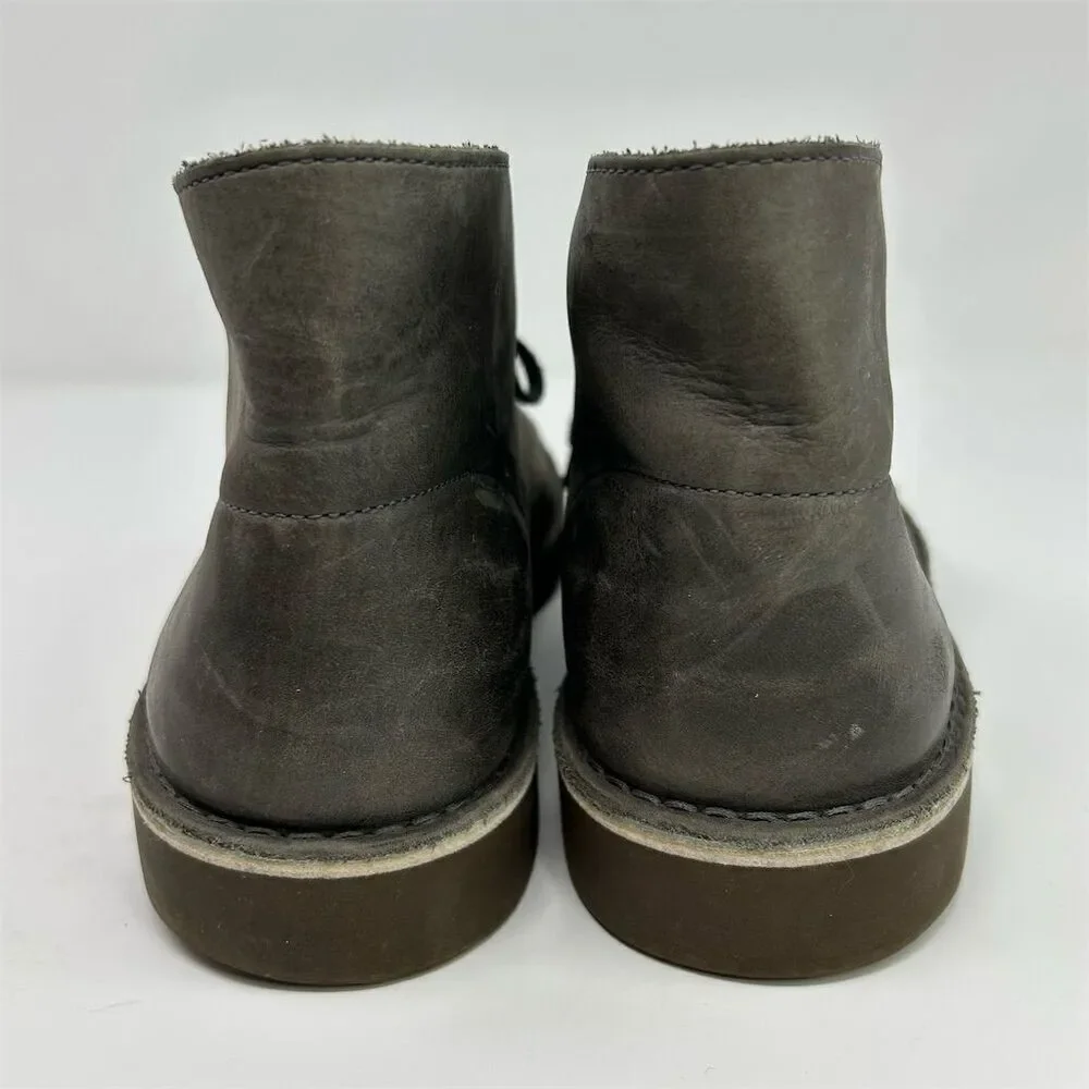 Clarks Men's Bushacre 2 Gray Leather Lace Up Chukka Boots Size 10 US Comfort